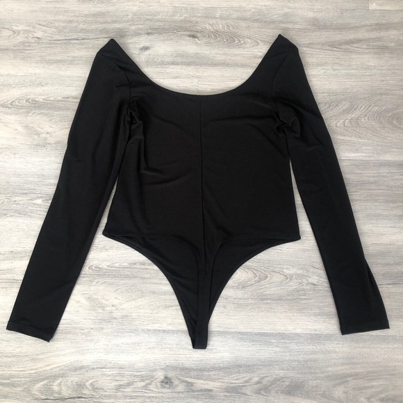 Leith Double Scoop Long Sleeve Thong Bodysuit- NWT - Picture 2 of 10